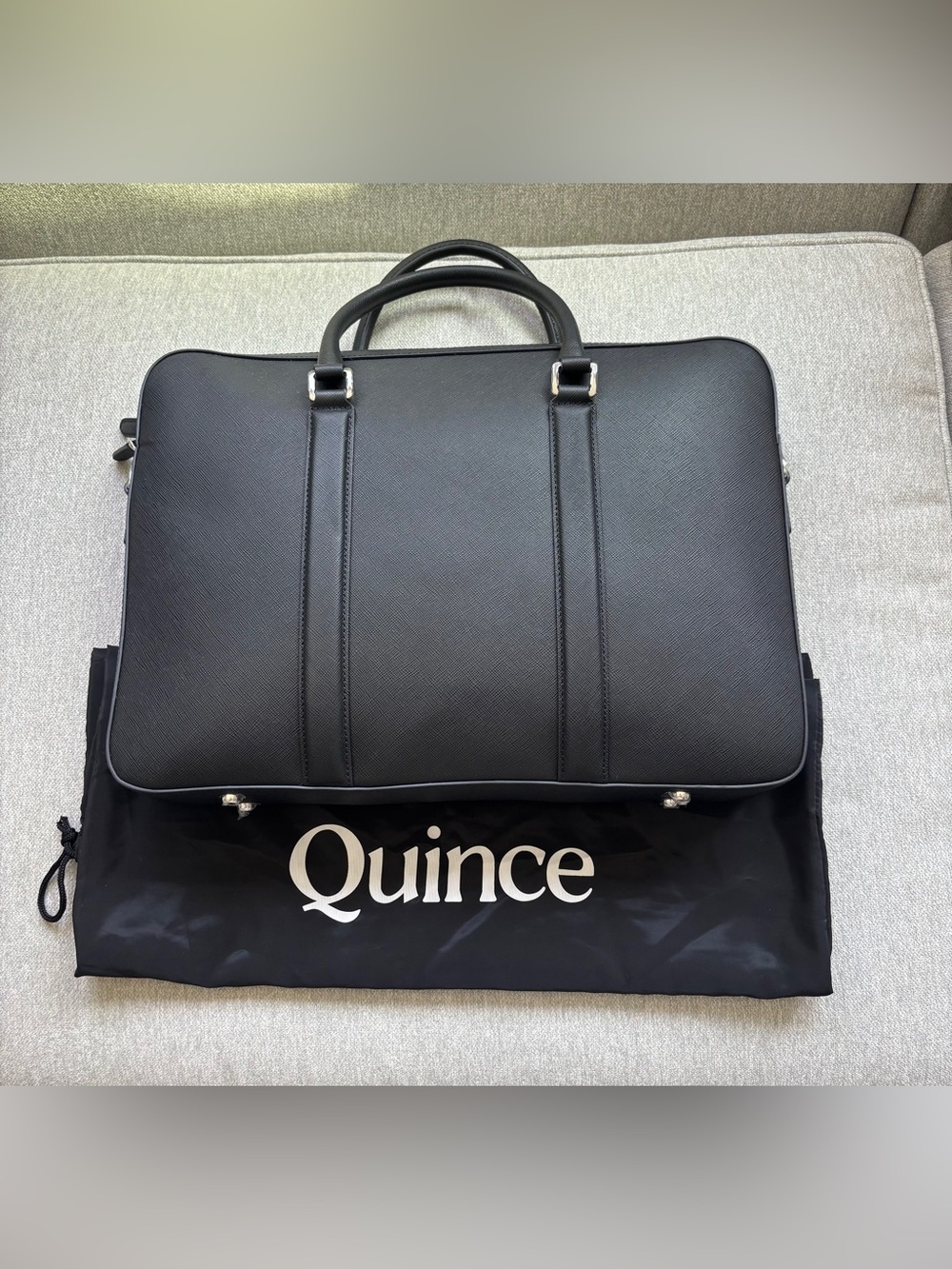 Quince Italian Saffiano Leather Briefcase Black NWT (see note)
